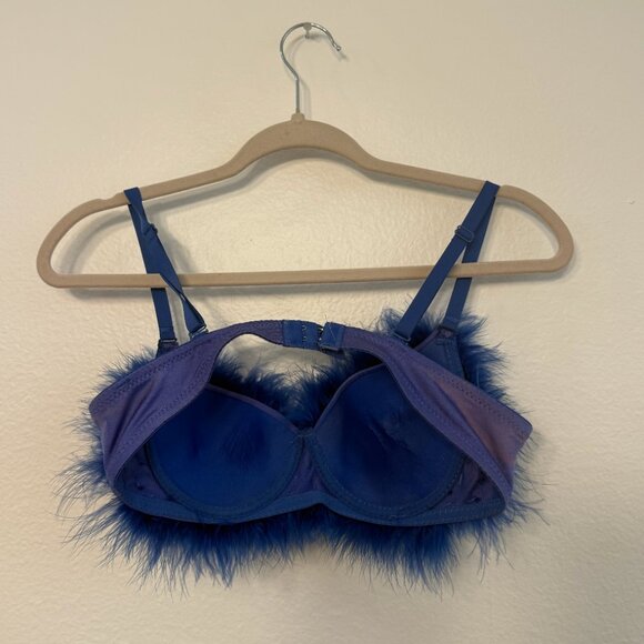 Blue  Fluffy Feather Bra adjustable straps (34 C) - Picture 2 of 3
